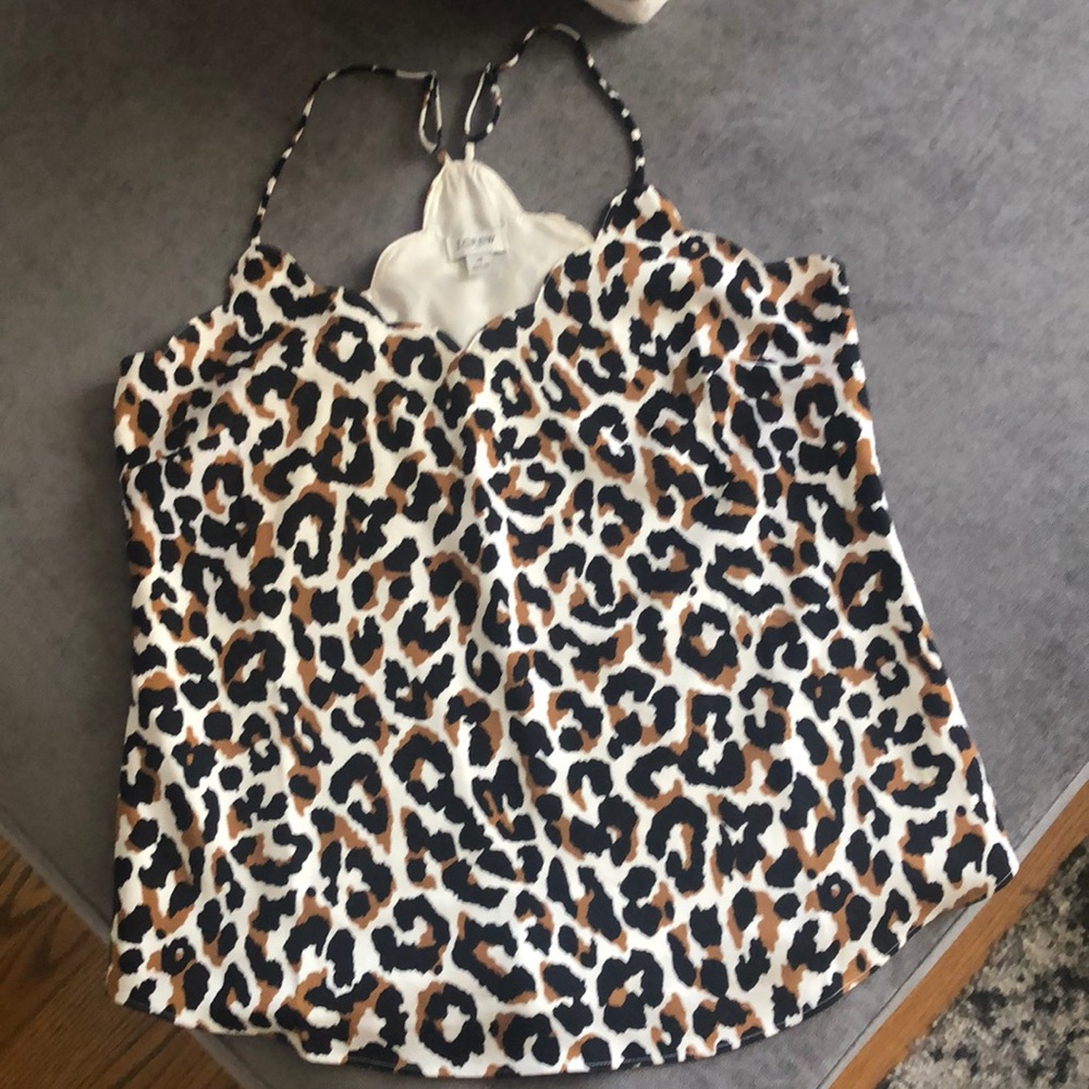 JCrew womens cheetah print scalloped tank-Size 4